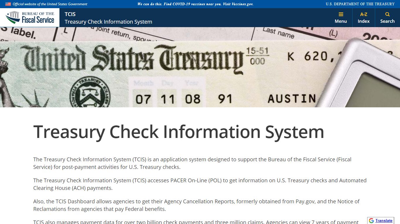 Treasury Check Information System